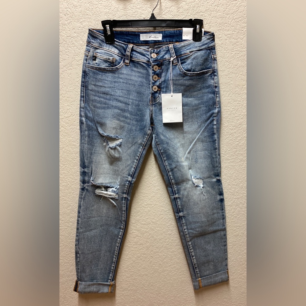 KanCan Light Blue Distressed Ankle Jeans Sz 7 NWT